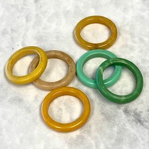 Various Vintage Plastic Bakelite Rings Lot 6 7 8